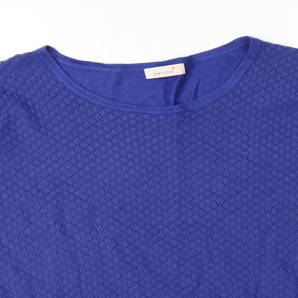 Per Una Womens Blue Round Neck Acrylic Pullover Jumper Size 22