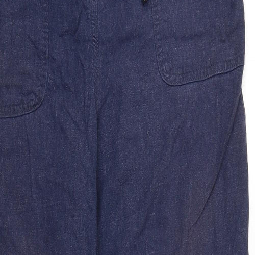 M&Co Womens Blue Cotton Jogger Trousers Size 12 L28 in Regular Tie