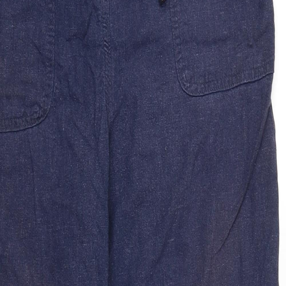 M&Co Womens Blue Cotton Jogger Trousers Size 12 L28 in Regular Tie