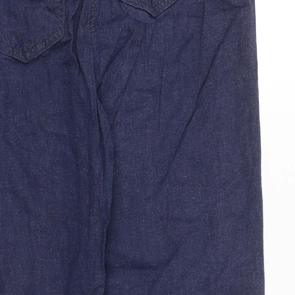 M&Co Womens Blue Cotton Jogger Trousers Size 12 L28 in Regular Tie