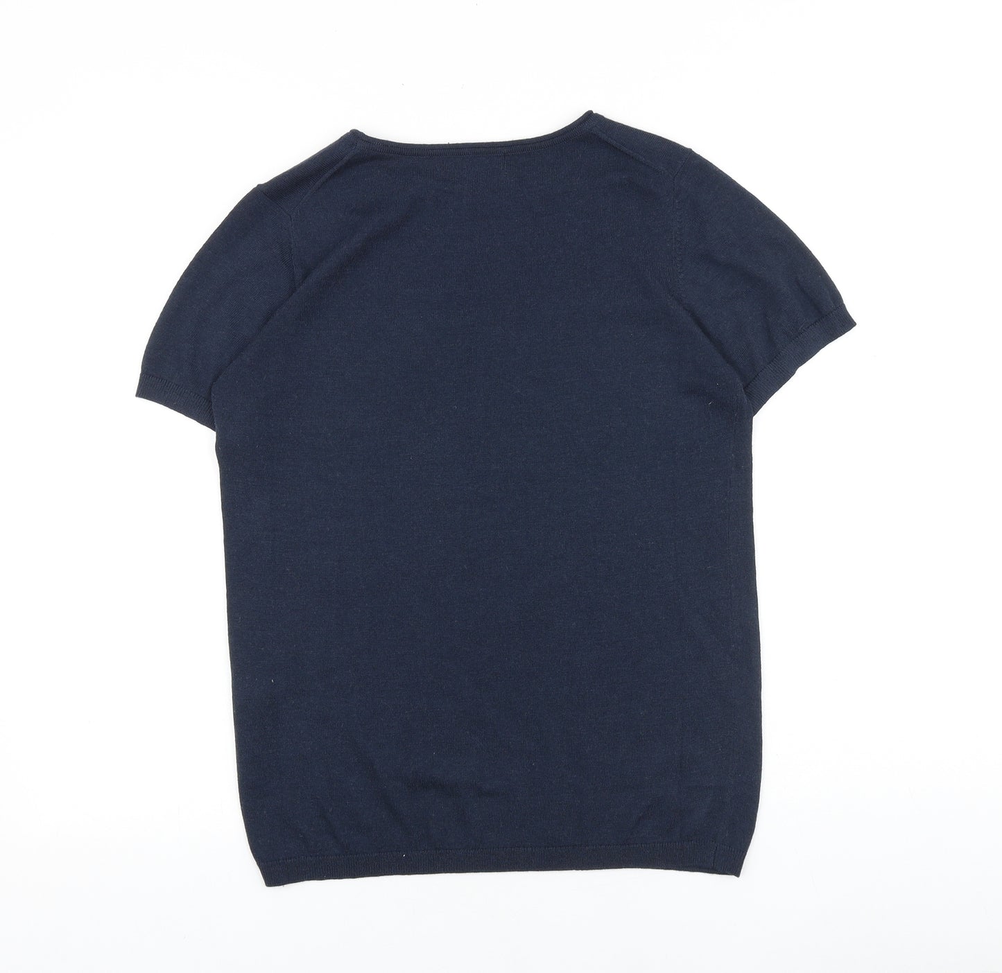 Oodji Womens Blue 100% Cotton Basic T-Shirt Size XL Boat Neck