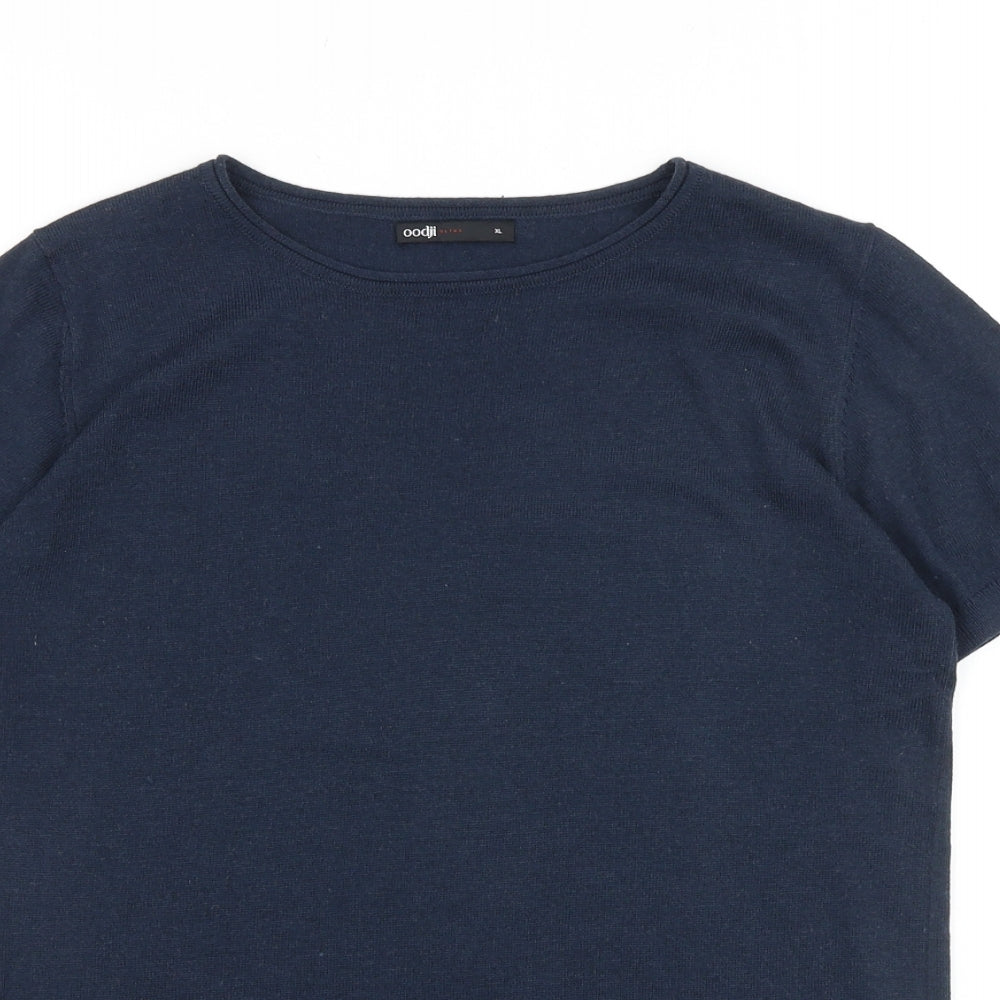 Oodji Womens Blue 100% Cotton Basic T-Shirt Size XL Boat Neck