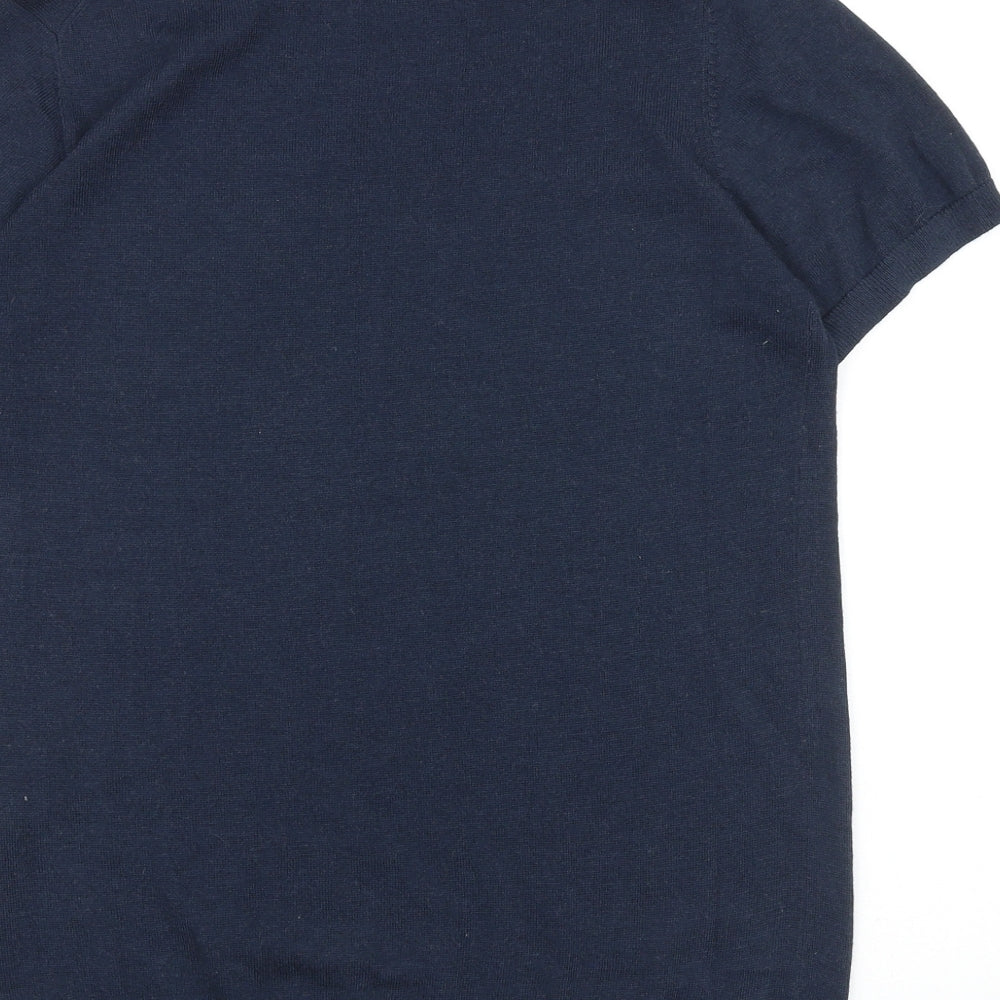 Oodji Womens Blue 100% Cotton Basic T-Shirt Size XL Boat Neck