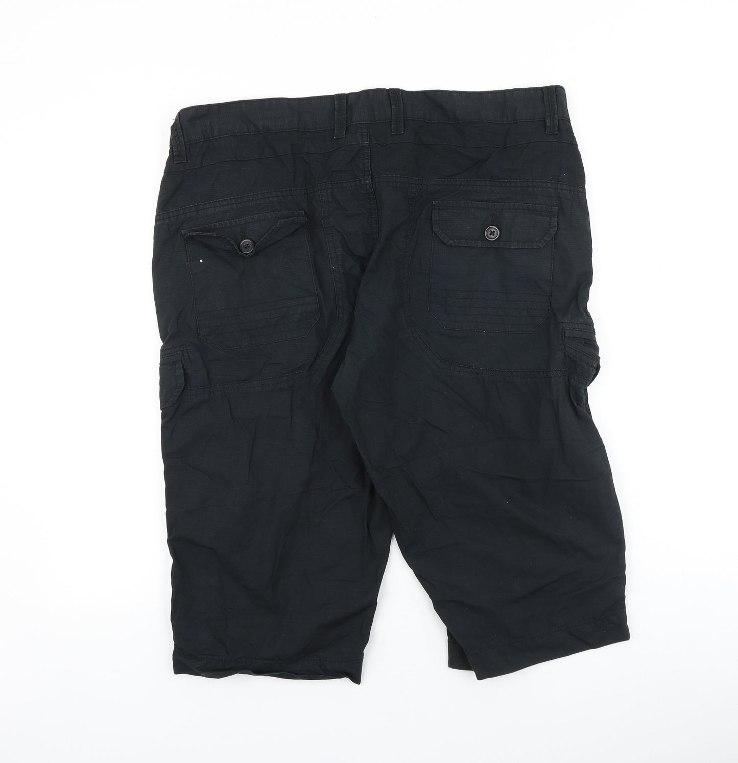 Peacocks Mens Black Polyester Cargo Shorts Size 38 in L16 in Regular Zip