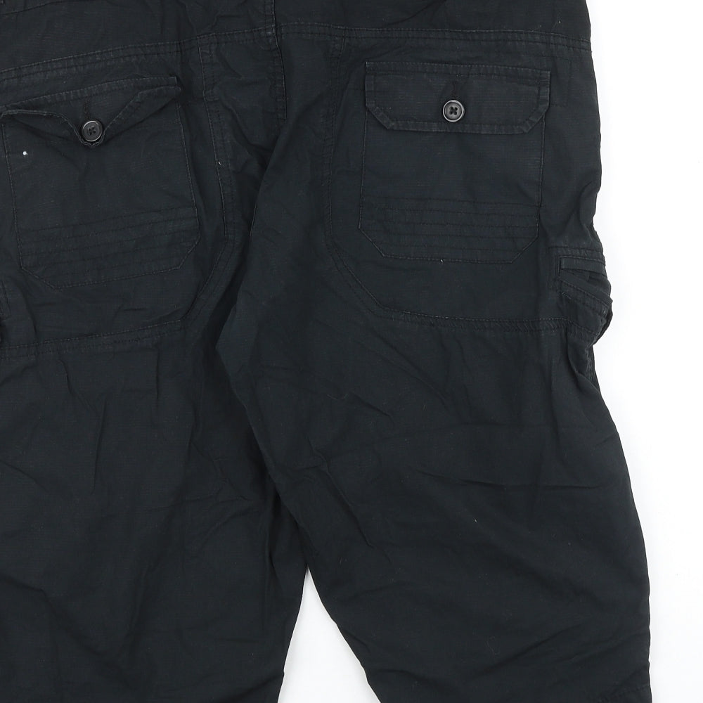 Peacocks Mens Black Polyester Cargo Shorts Size 38 in L16 in Regular Zip