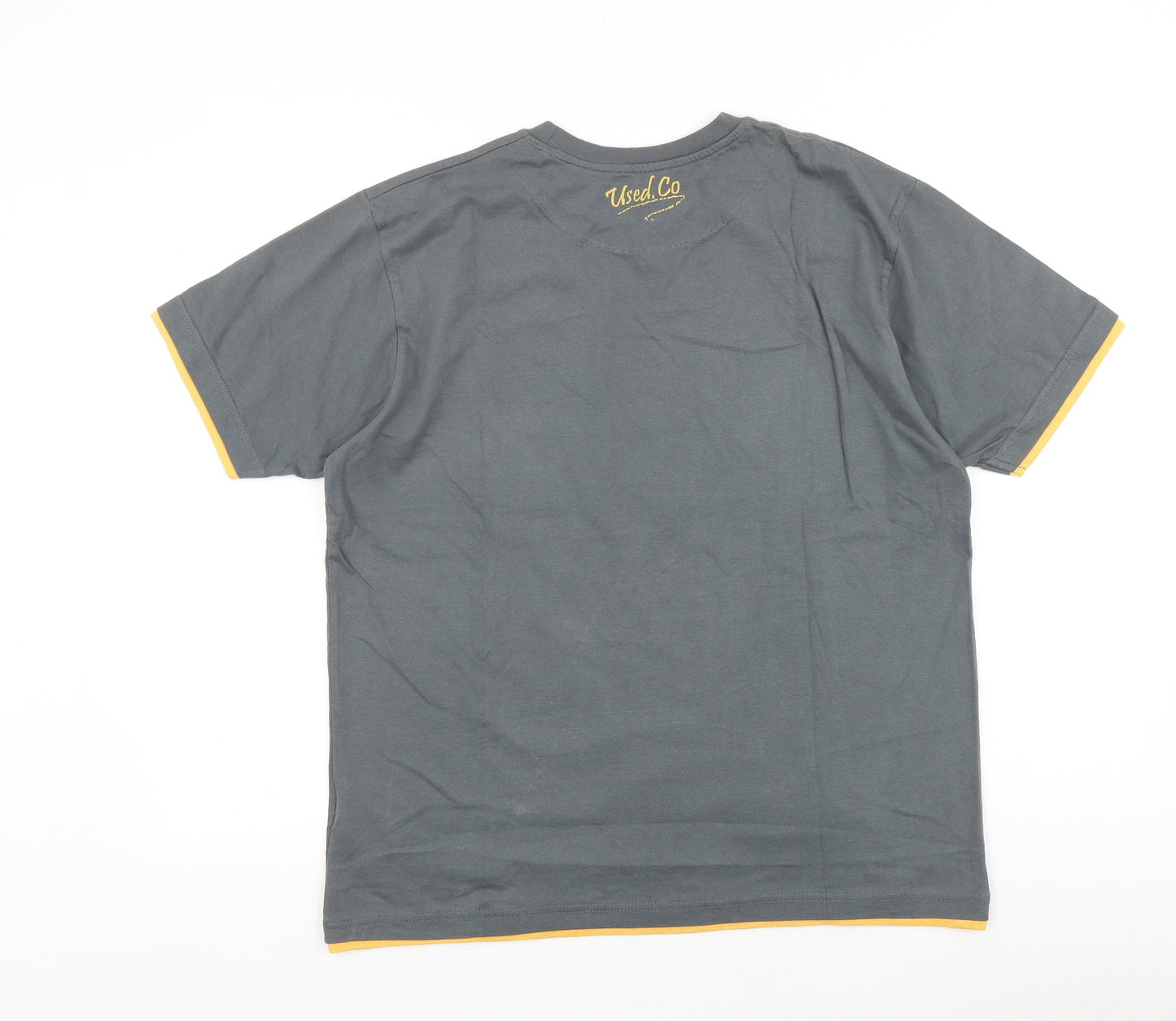 Used.Co Mens Grey Cotton T-Shirt Size L Round Neck