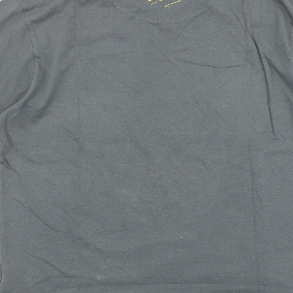 Used.Co Mens Grey Cotton T-Shirt Size L Round Neck