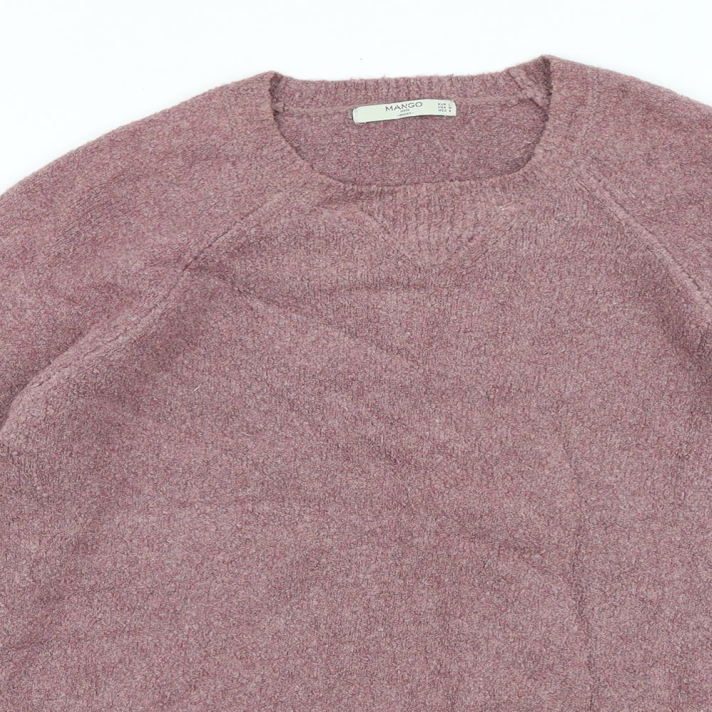 Mango Womens Purple Round Neck 100% Cotton Pullover Jumper Size L