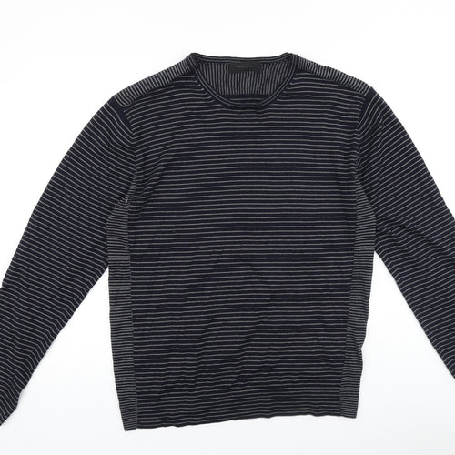 NICOLE FARHI Mens Blue Cotton Button-Up Size L Round Neck