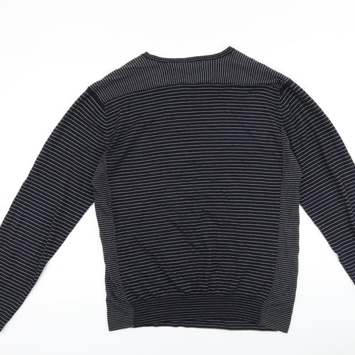 NICOLE FARHI Mens Blue Cotton Button-Up Size L Round Neck