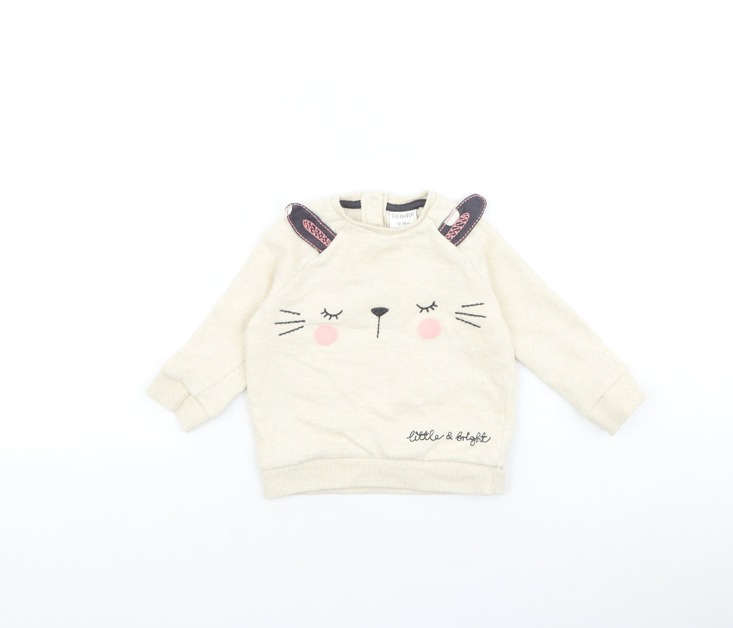 F&F Baby Ivory 100% Cotton Pullover Jumper Size 12-18 Months Pullover - Rabbit
