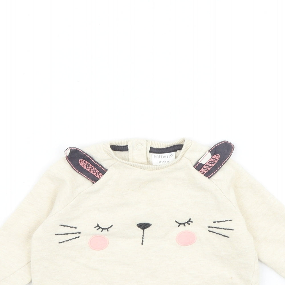 F&F Baby Ivory 100% Cotton Pullover Jumper Size 12-18 Months Pullover - Rabbit