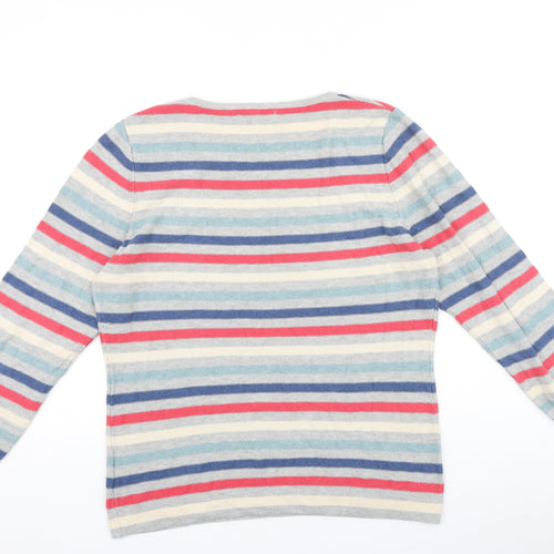 Lakeland Womens Multicoloured Round Neck Striped 100% Cotton Pullover Jumper Size 16