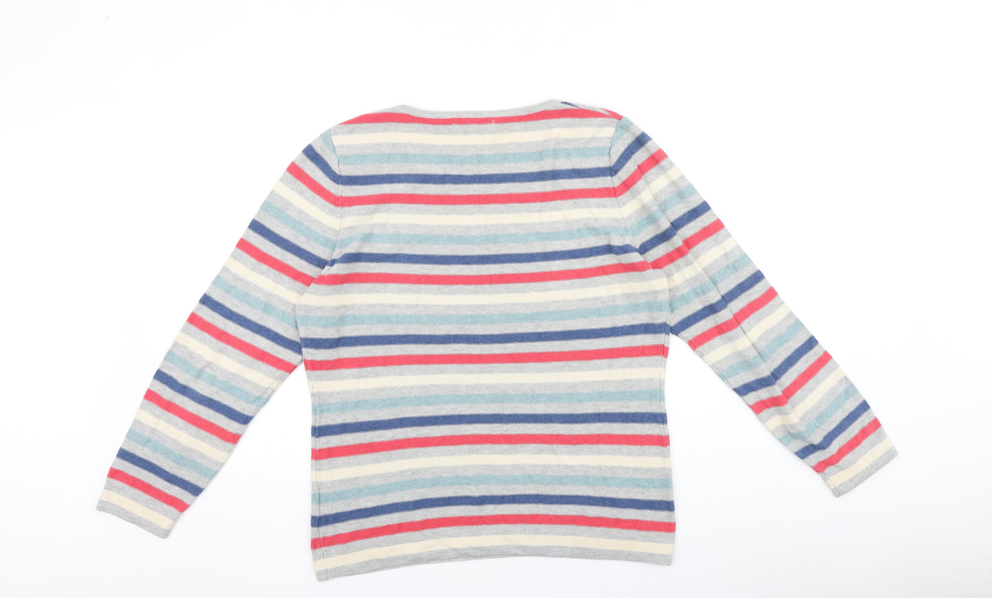 Lakeland Womens Multicoloured Round Neck Striped 100% Cotton Pullover Jumper Size 16
