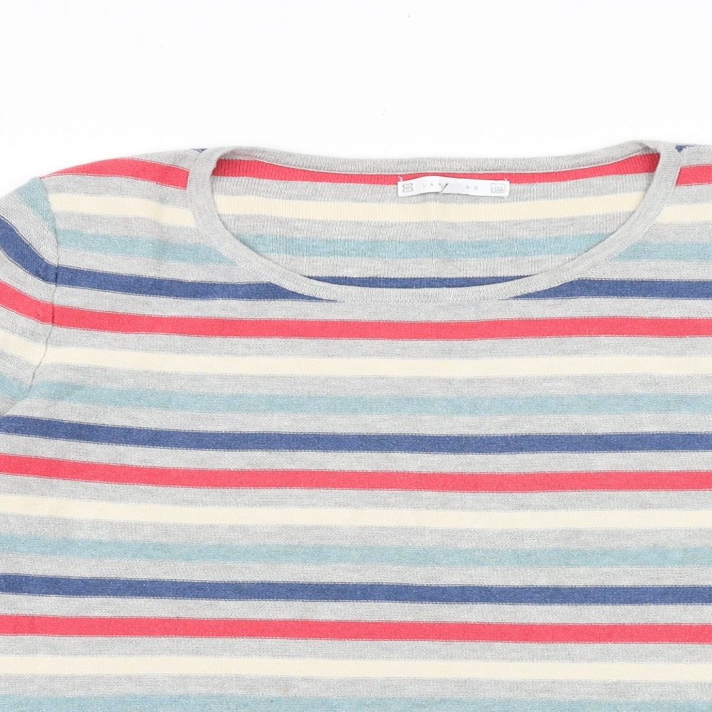 Lakeland Womens Multicoloured Round Neck Striped 100% Cotton Pullover Jumper Size 16
