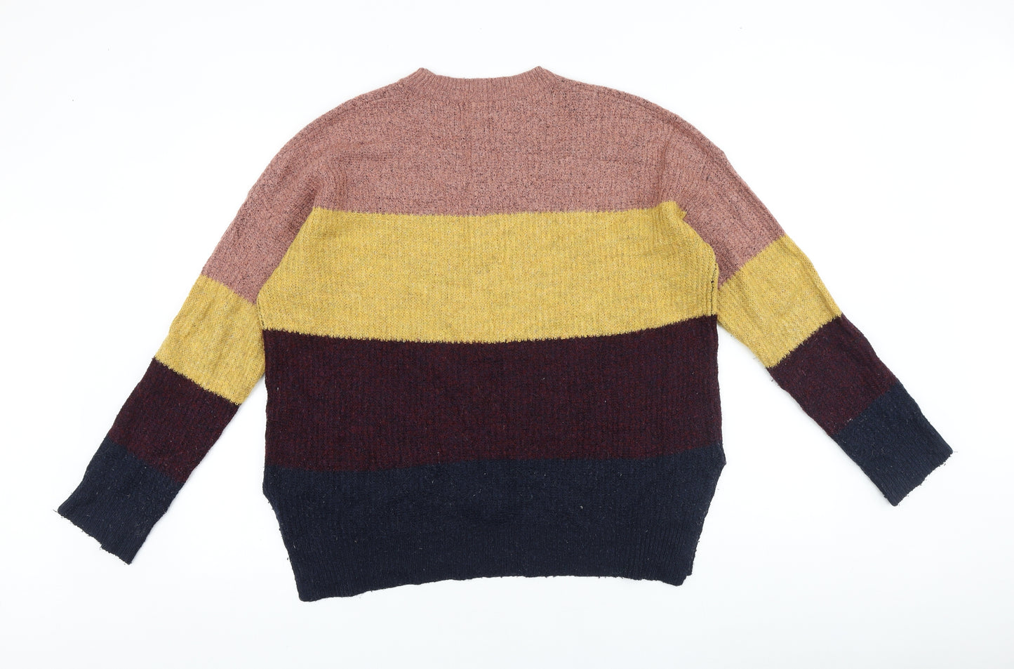 New Look Womens Multicoloured Round Neck Striped Acrylic Pullover Jumper Size S