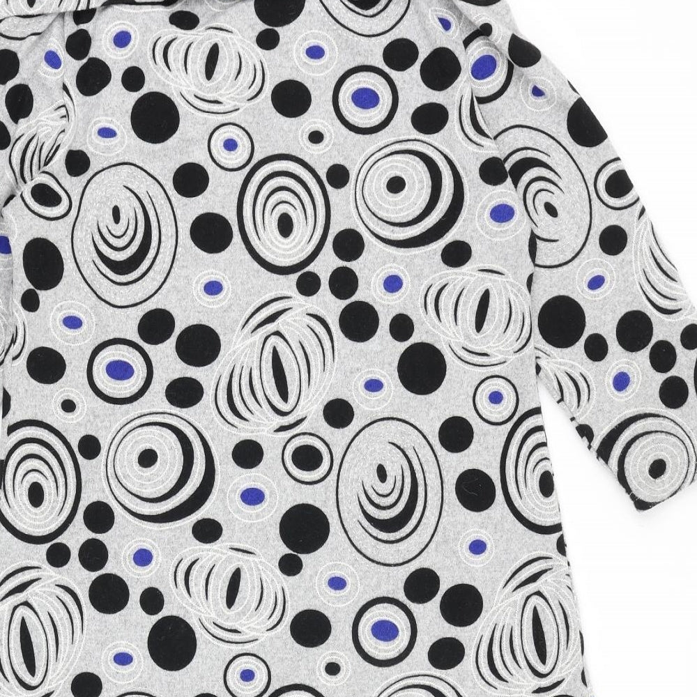 Autonomy Womens Grey Geometric 100% Cotton Tunic Blouse Size 14 Boat Neck