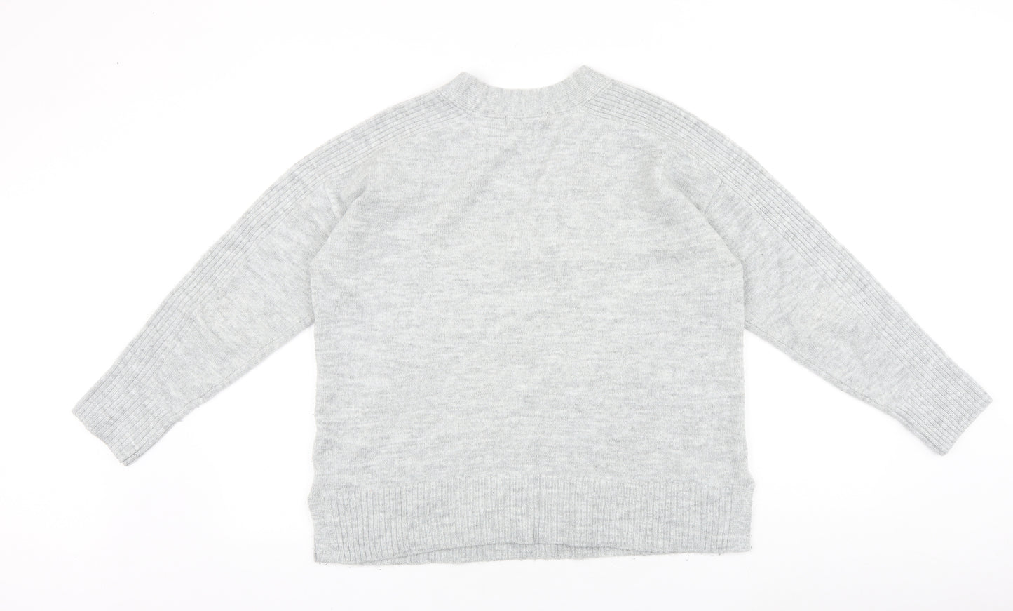 Nutmeg Womens Grey V-Neck 100% Cotton Pullover Jumper Size 12