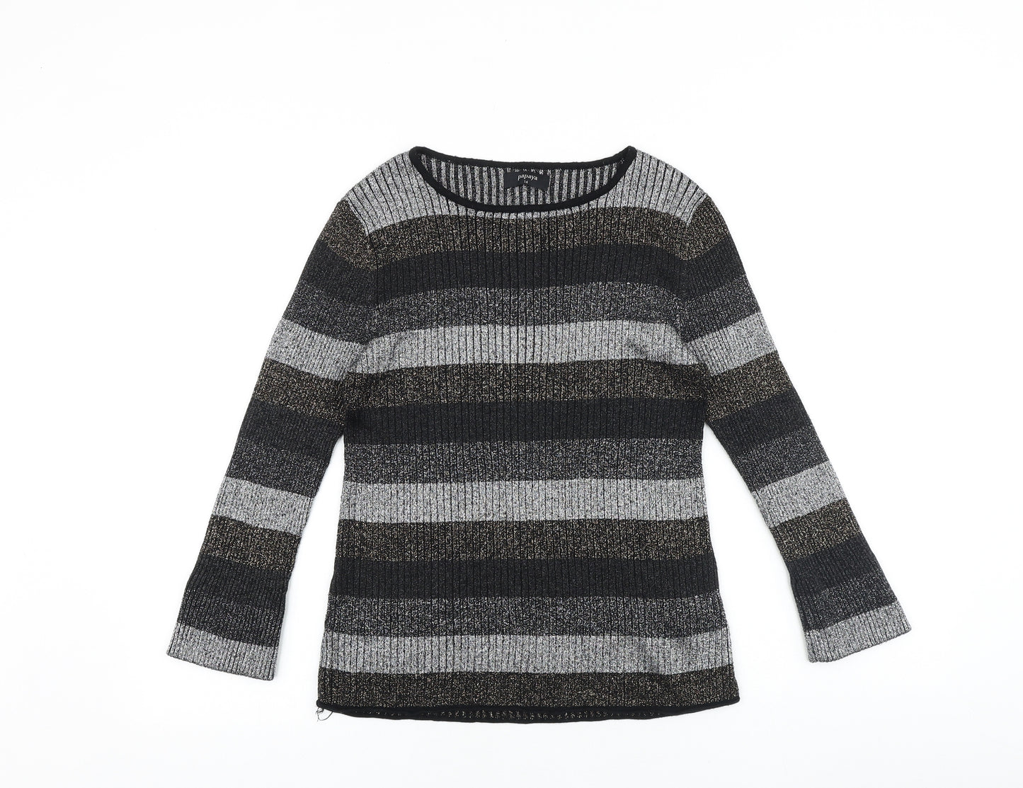 Papaya Womens Multicoloured Round Neck Striped Cotton Pullover Jumper Size 14