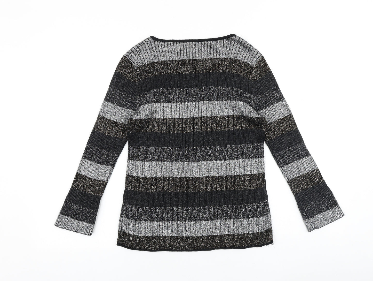 Papaya Womens Multicoloured Round Neck Striped Cotton Pullover Jumper Size 14