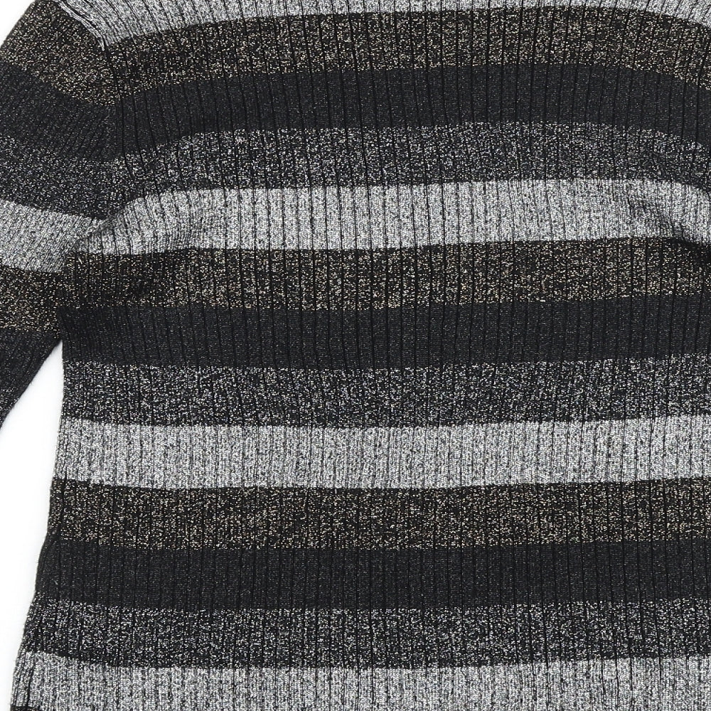 Papaya Womens Multicoloured Round Neck Striped Cotton Pullover Jumper Size 14