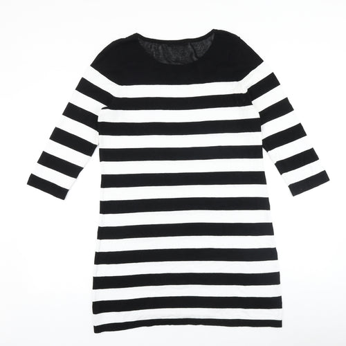 George Womens Black Striped 100% Cotton Tank Dress Size 16 Round Neck Pullover