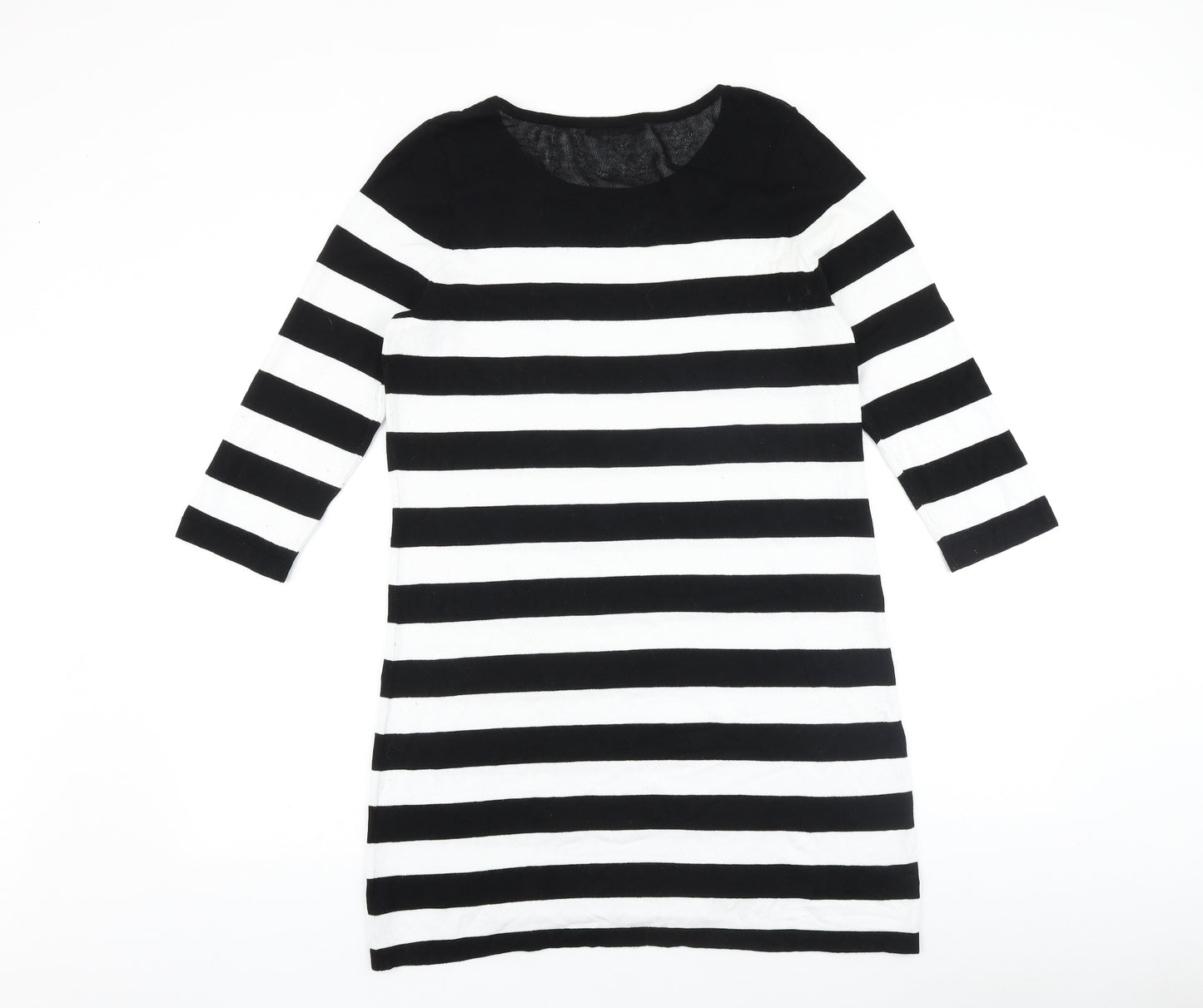 George Womens Black Striped 100% Cotton Tank Dress Size 16 Round Neck Pullover