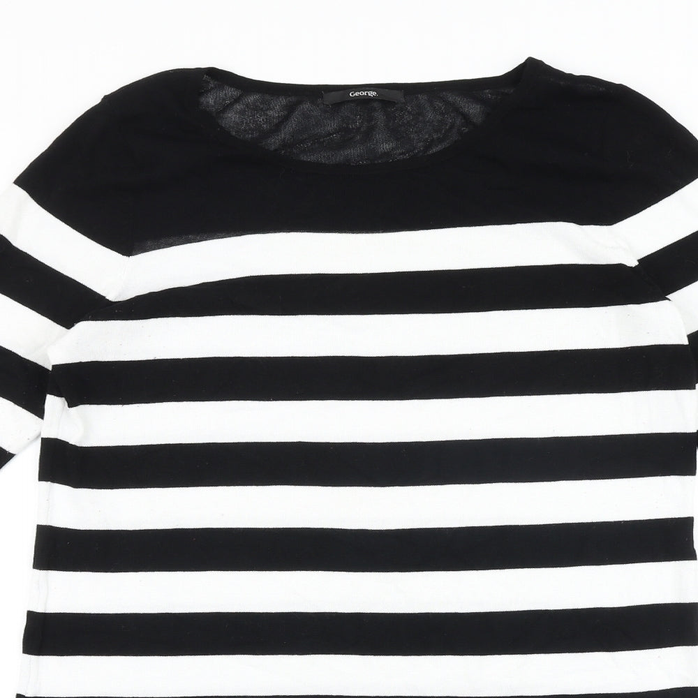 George Womens Black Striped 100% Cotton Tank Dress Size 16 Round Neck Pullover