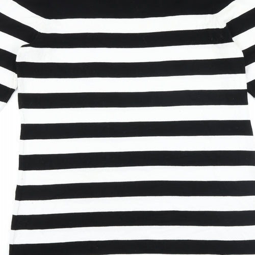 George Womens Black Striped 100% Cotton Tank Dress Size 16 Round Neck Pullover