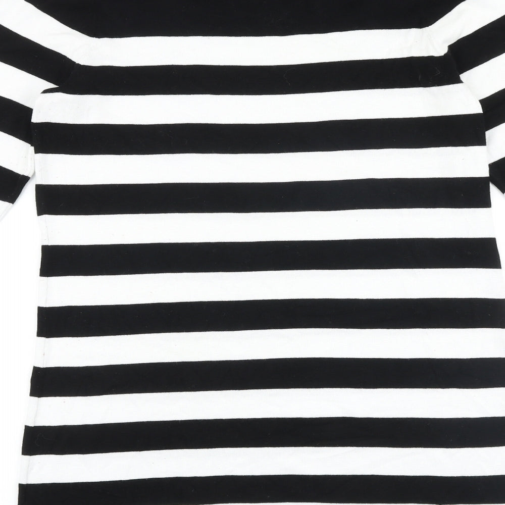 George Womens Black Striped 100% Cotton Tank Dress Size 16 Round Neck Pullover