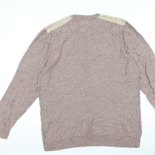 River Island Mens Red Round Neck Cotton Pullover Jumper Size L Long Sleeve