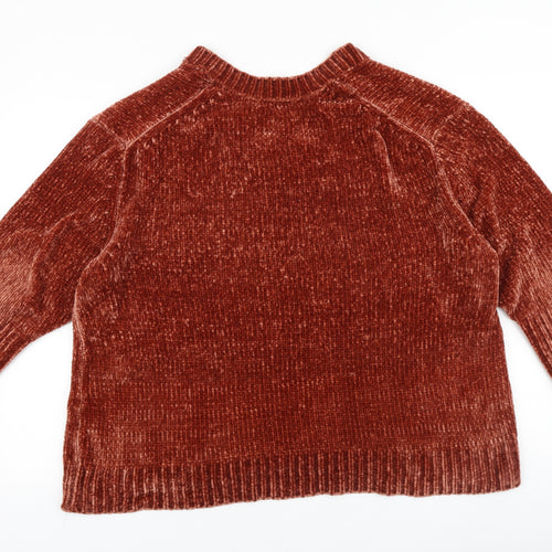 Zara Womens Red V-Neck 100% Cotton Pullover Jumper Size M
