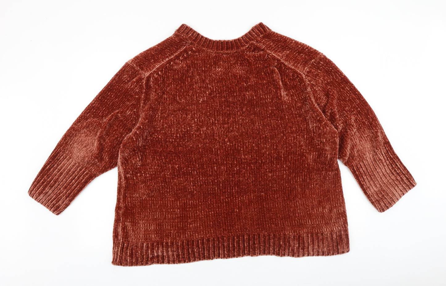 Zara Womens Red V-Neck 100% Cotton Pullover Jumper Size M
