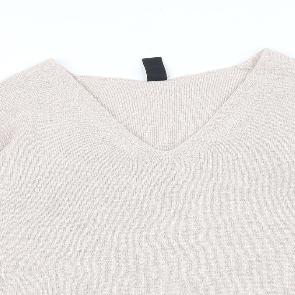 TU Womens Pink V-Neck Polyester Pullover Jumper Size 16