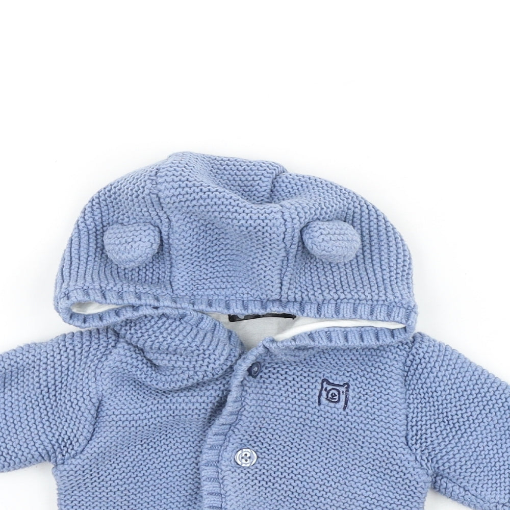 Very Baby Blue 100% Cotton Cardigan Jumper Size 0-3 Months Button