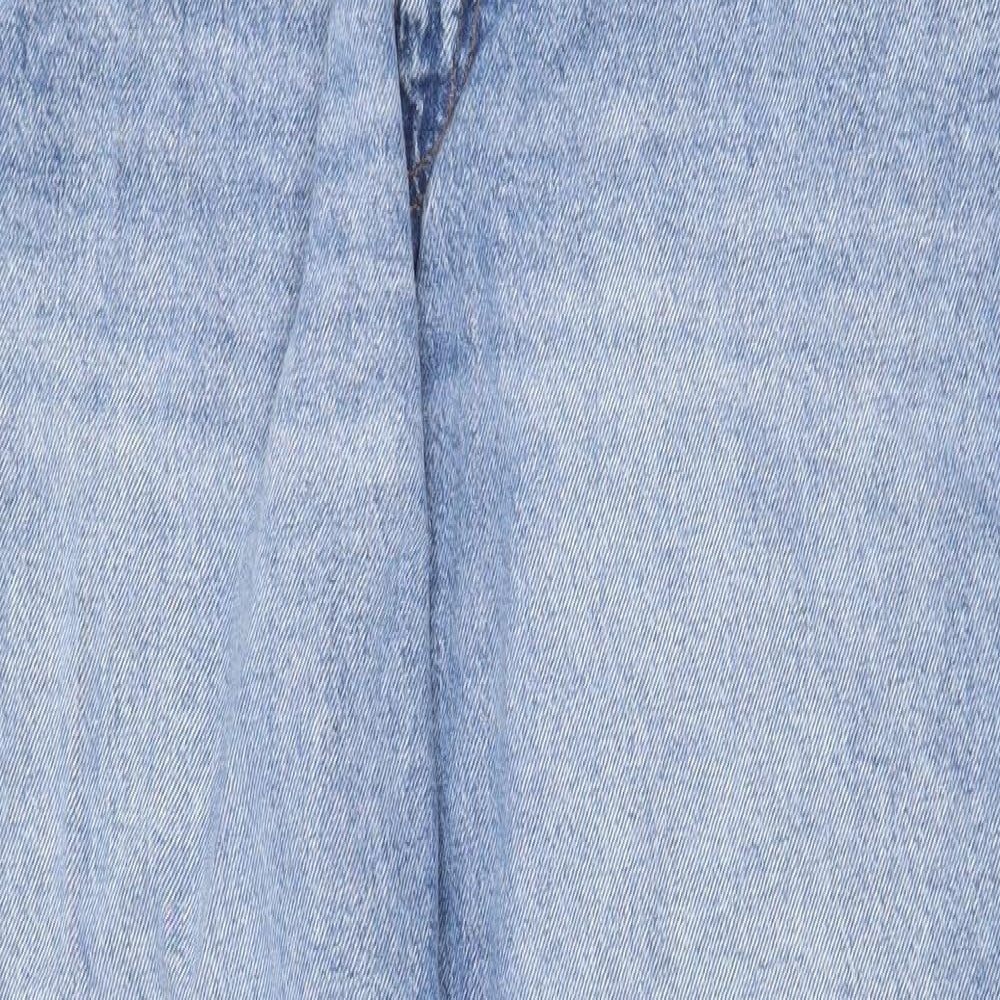 Zara Womens Blue Cotton Straight Jeans Size 18 Regular Zip