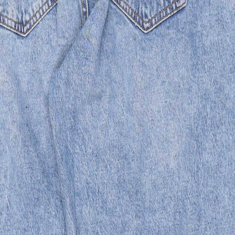 Zara Womens Blue Cotton Straight Jeans Size 18 Regular Zip