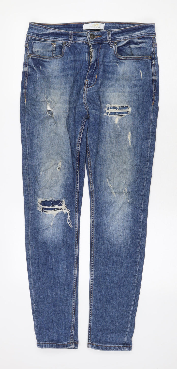 LFTDNM Womens Blue Cotton Skinny Jeans Size 12 Regular Zip