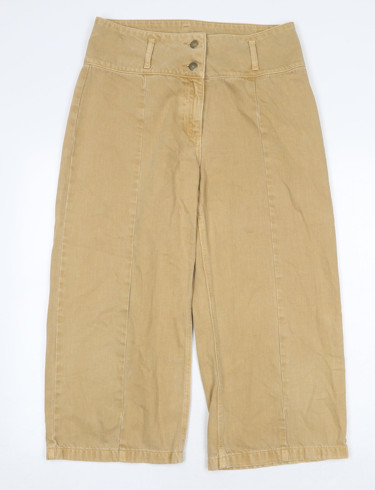 NEXT Womens Beige Cotton Wide-Leg Jeans Size 12 Regular Zip