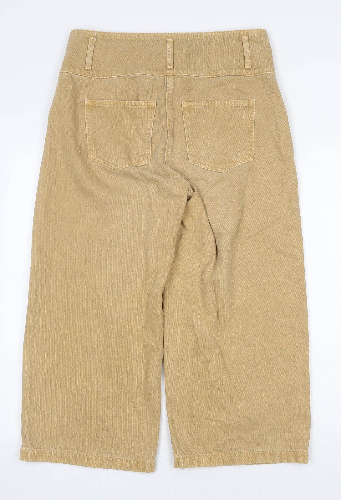 NEXT Womens Beige Cotton Wide-Leg Jeans Size 12 Regular Zip