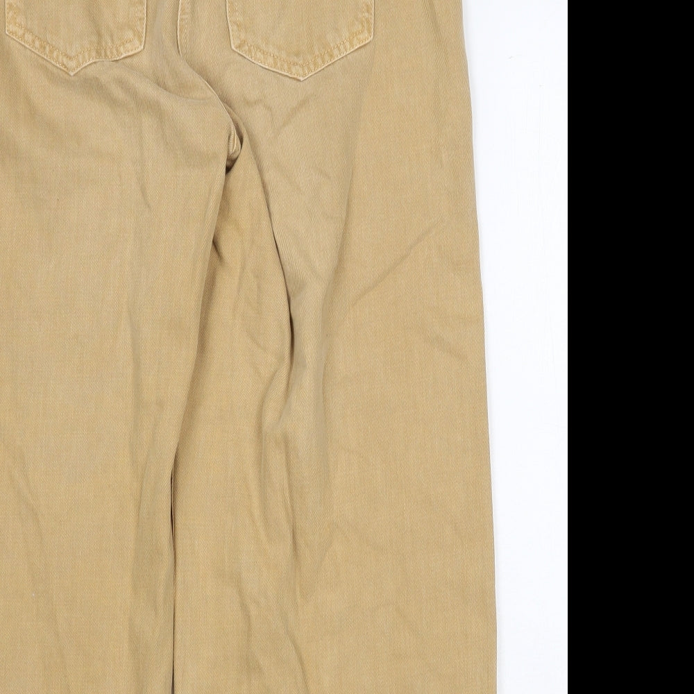 NEXT Womens Beige Cotton Wide-Leg Jeans Size 12 Regular Zip