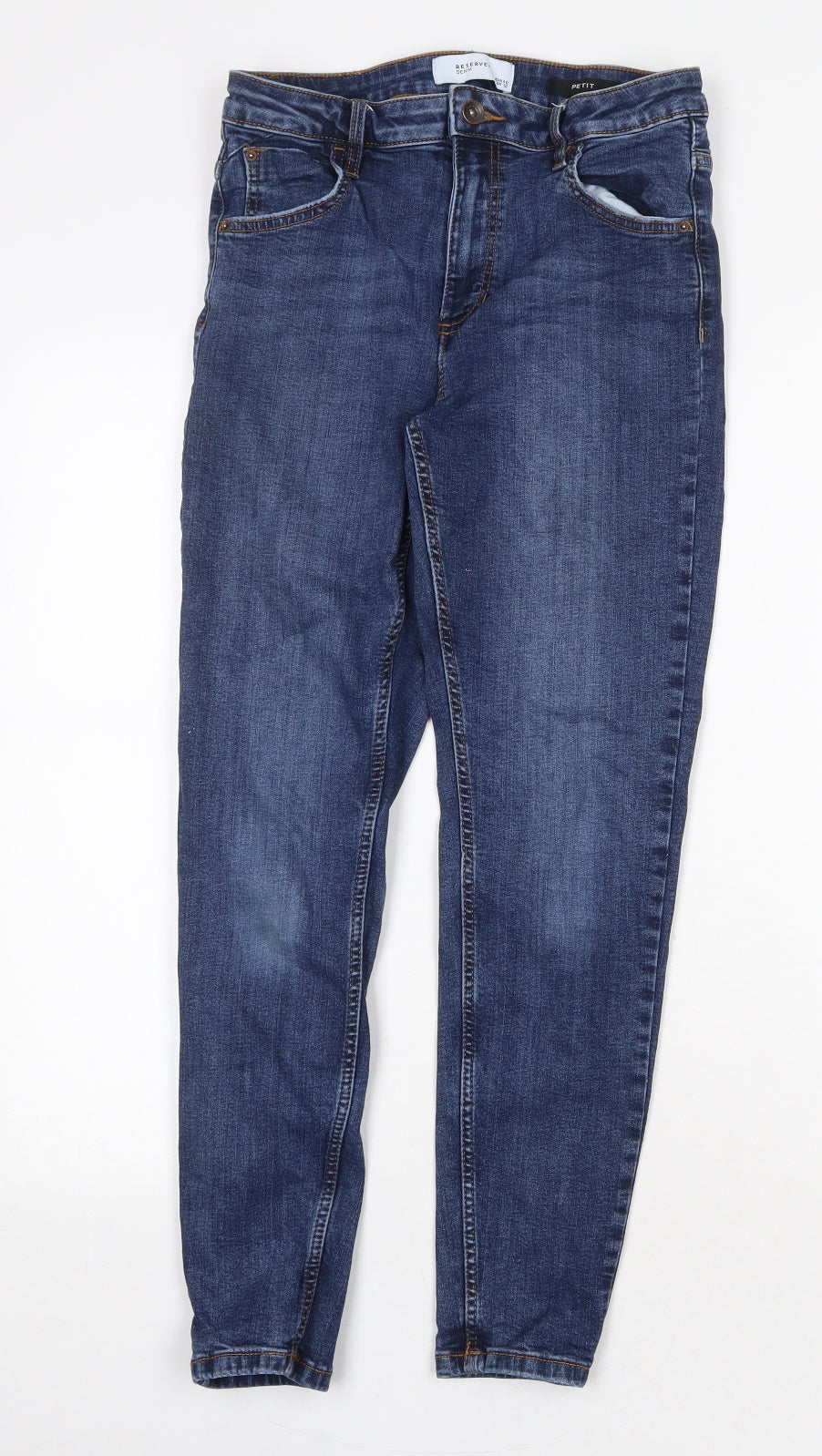 RESERVED Womens Blue Cotton Skinny Jeans Size 12 Regular Zip