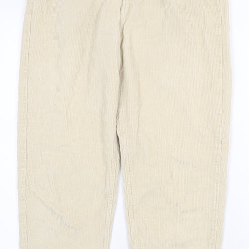 Denim & Co. Womens Beige Cotton Carrot Trousers Size 12 Regular Zip