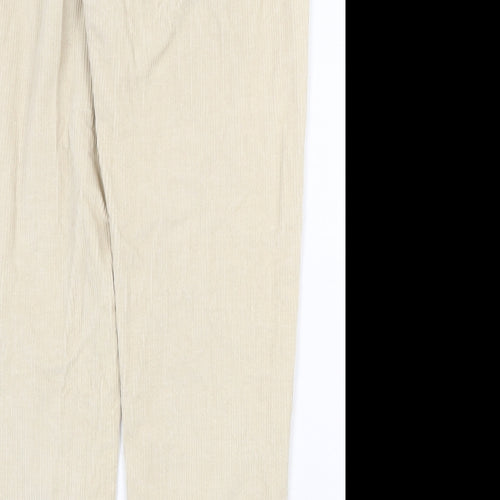 Denim & Co. Womens Beige Cotton Carrot Trousers Size 12 Regular Zip
