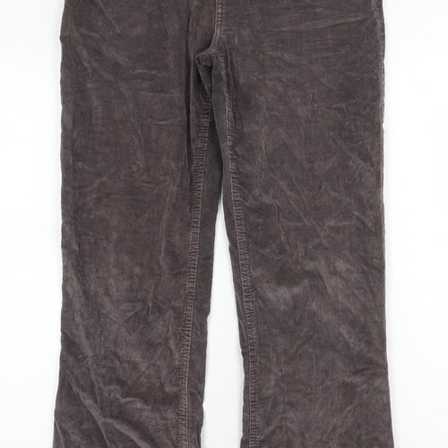 Denim & Co. Womens Brown Cotton Trousers Size 12 Regular Zip