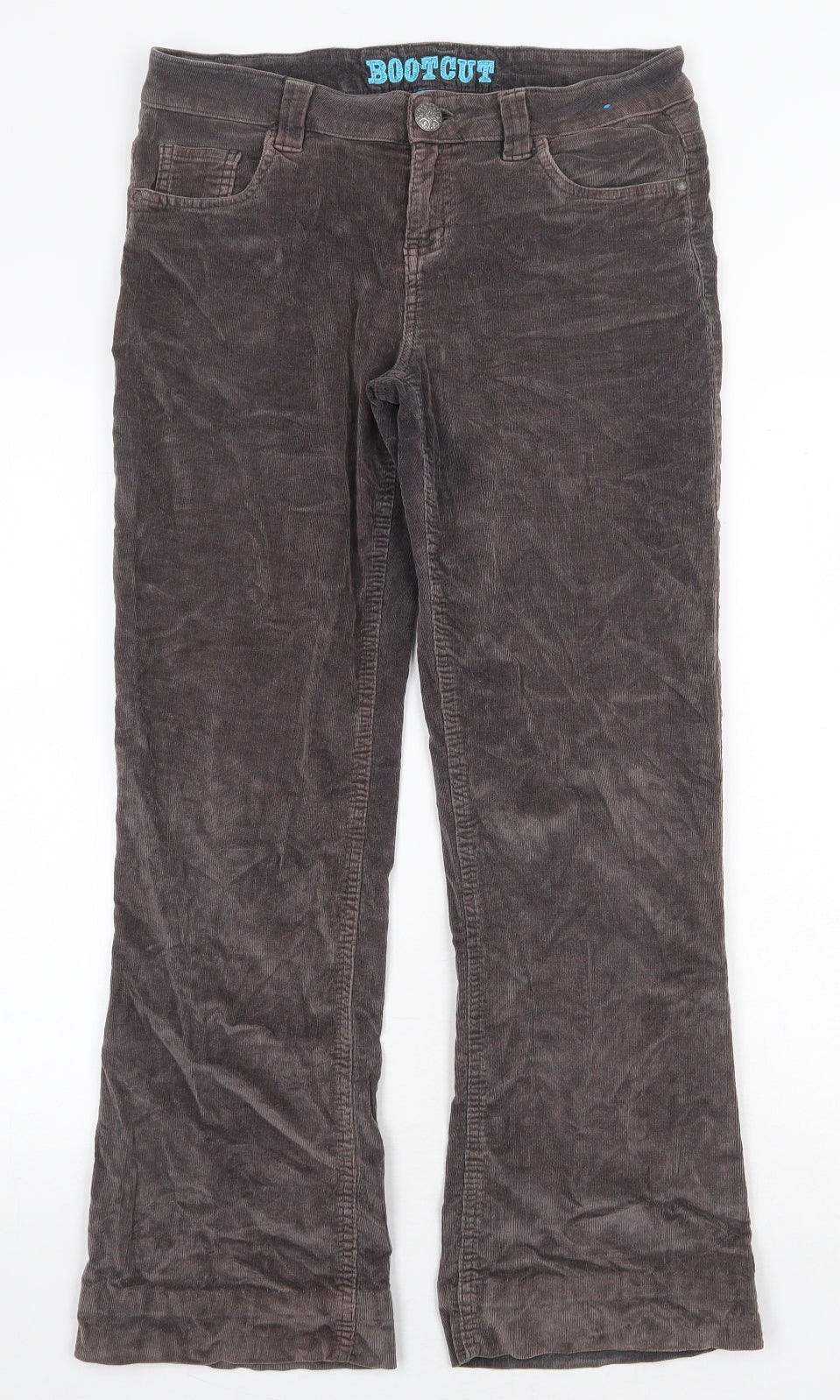 Denim & Co. Womens Brown Cotton Trousers Size 12 Regular Zip