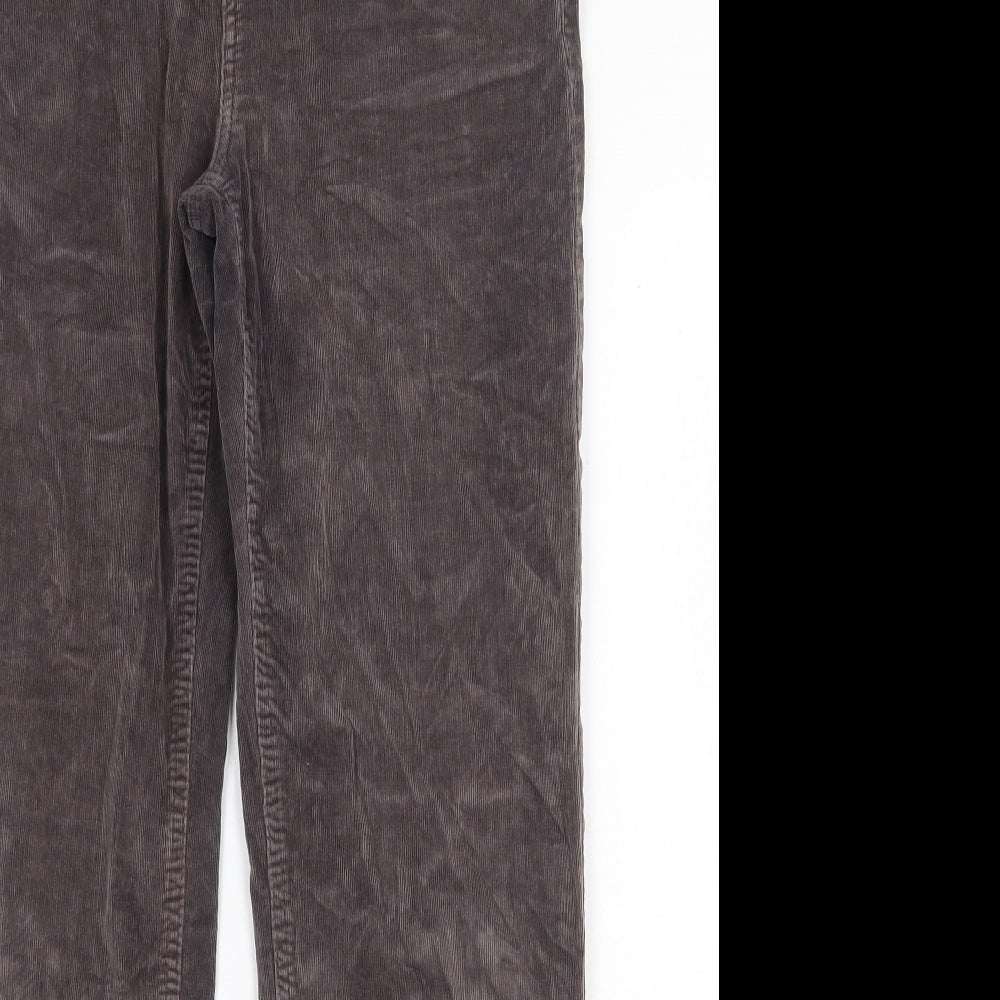 Denim & Co. Womens Brown Cotton Trousers Size 12 Regular Zip