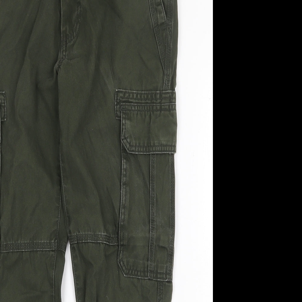 Marks and Spencer Mens Green Cotton Straight Jeans Size 32 in Regular Zip