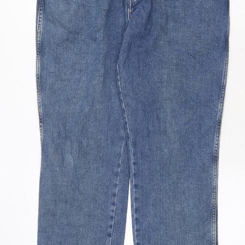 Denim & Co. Womens Blue Cotton Straight Jeans Size 32 in Regular Zip