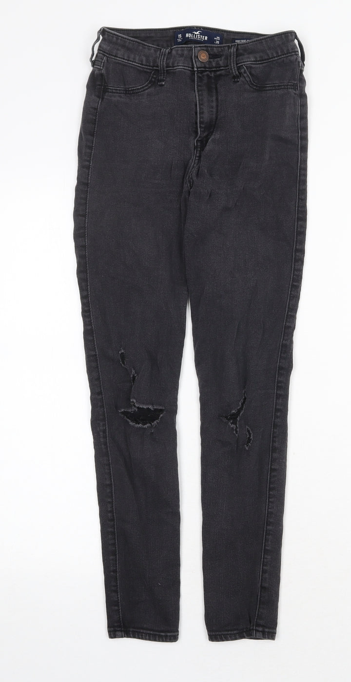 Hollister Womens Grey Cotton Skinny Jeans Size 24 in Regular Zip